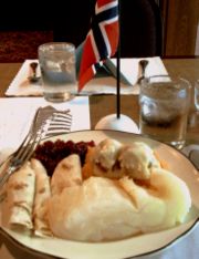 17 May dinner in the United States, with lutefisk.