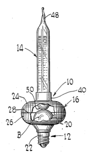  A Christmas bubble light, as depicted in a patent illustration.