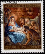 Many nations distribute stamps each year to commemorate Christmas. Austria, 1999
