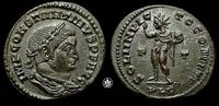 Coin of Emperor Constantine I depicting Sol Invictus with the legend SOLI INVICTO COMITI, circa 315.