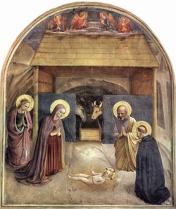 Adoration of the Child (1439-43), a mural by Florentine painter Fra Angelico.