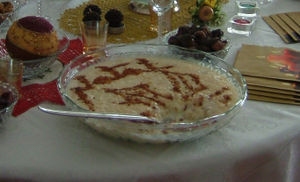 Rice pudding (Arroz Doce) in a typical Christmas meal, in Portugal