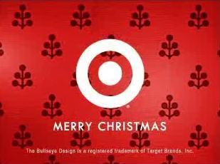 Official Target logo with an affixed "Merry Christmas" greeting, after 2005 public pressure to include "Christmas".